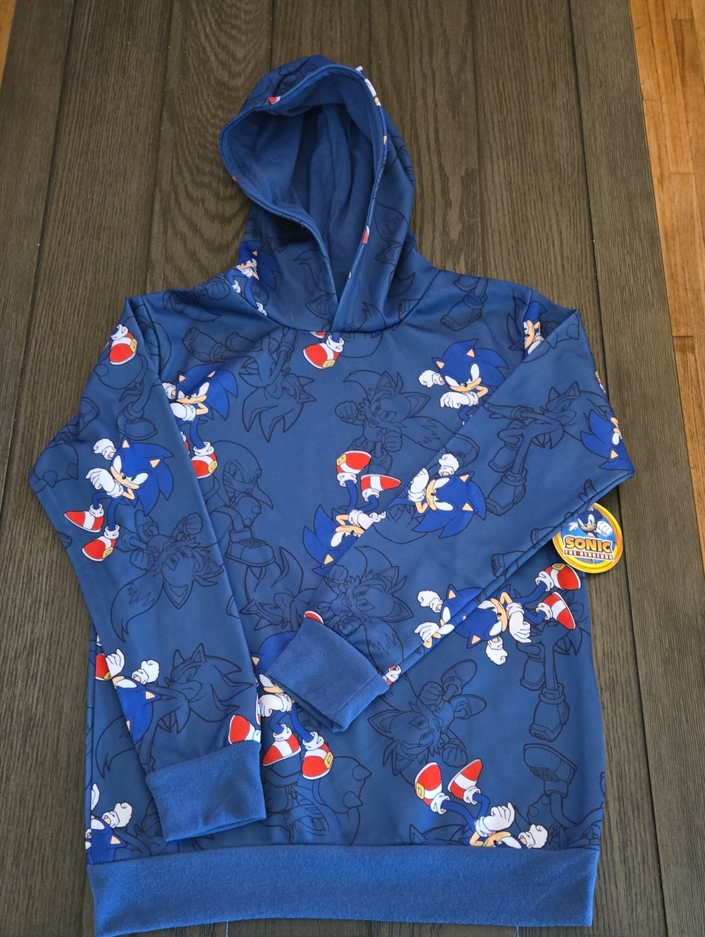 Kids Sonic the Hedgehog Blue All-Over Print Hoodie, NWT.